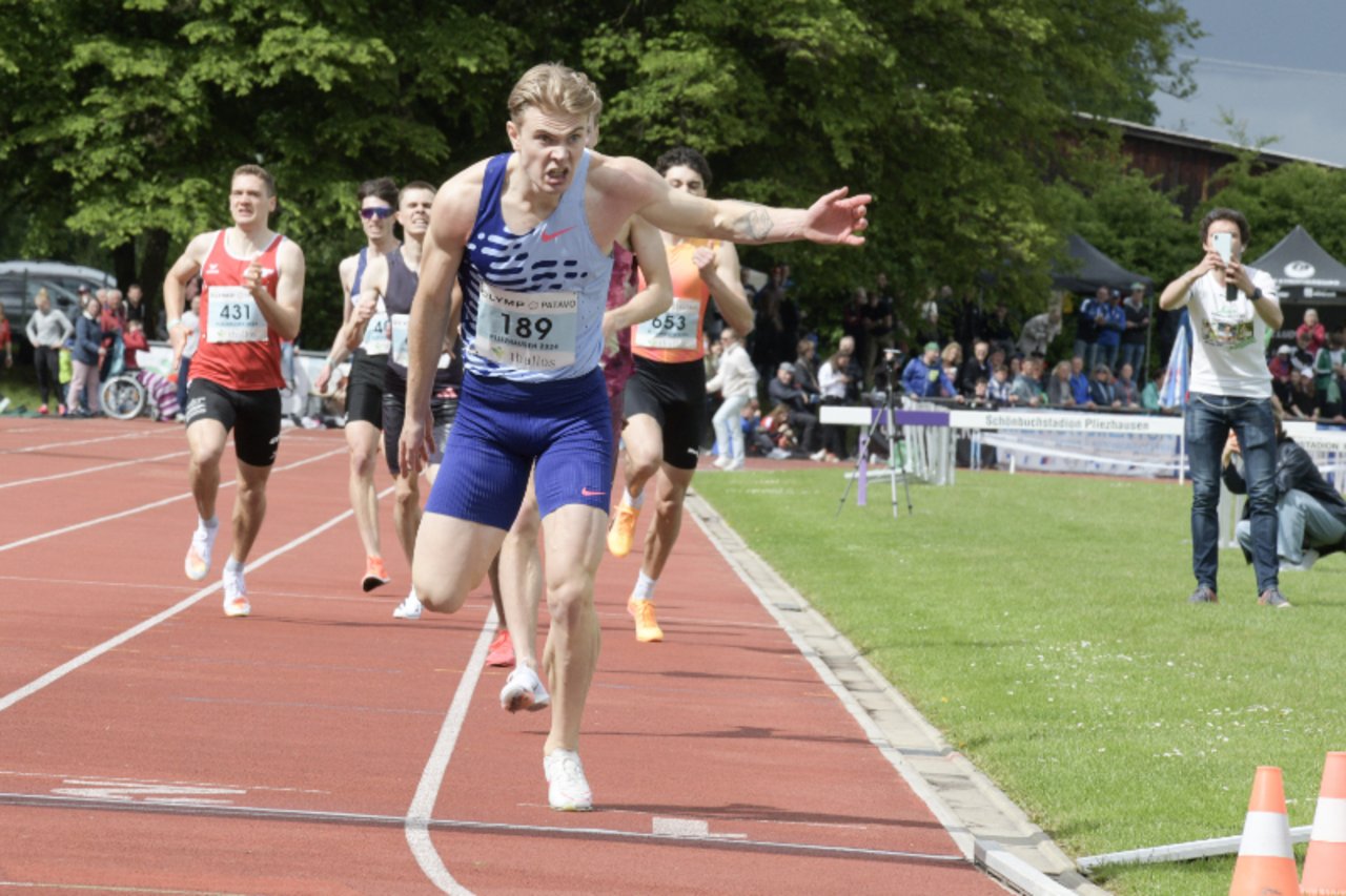 Meetingrekord 2024: Der Norweger Tobias Grønstad bricht in Pliezhausen den Landesrekord über 600 Meter: 1:14,56 Minuten. Foto: Werner Dreher