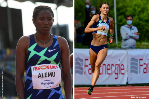 Kommt es zum Showdown über die 600 Meter? Habitam Alemu (Äthiopien) trifft auf Christina Hering (LG Stadtwerke München). Fotos: Werner Dreher & instagram.com/habitam800m