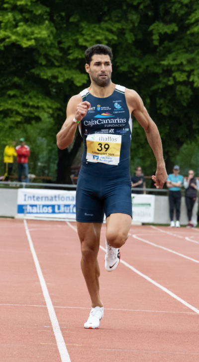 Topläufer Samuel García beim Läufermeeting 2022 über 300 Meter. Foto: wdr